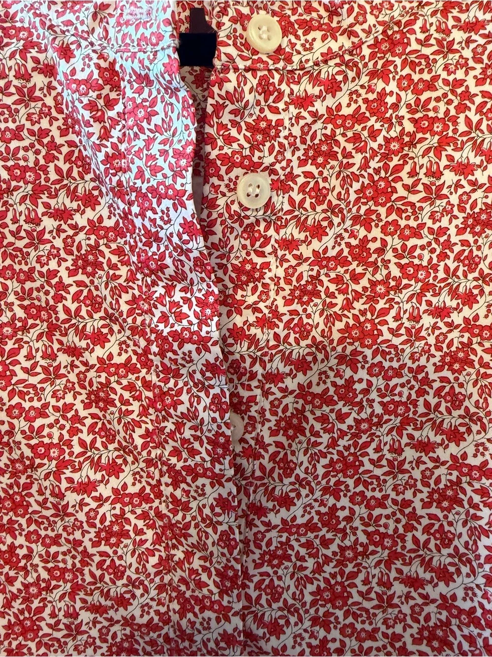J. Crew Sleeveless Red Liberty Floral Midi Dress with Ruffle Collar